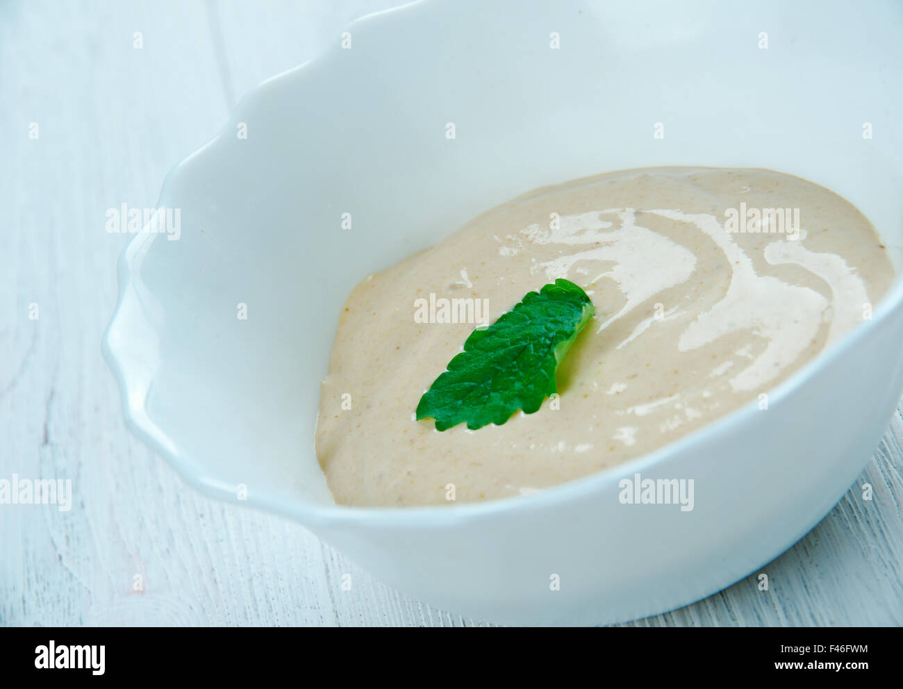 Almogrote - soft paste made from hard cheese, peppers, olive oil, garlic.eaten spread on toast Stock Photo