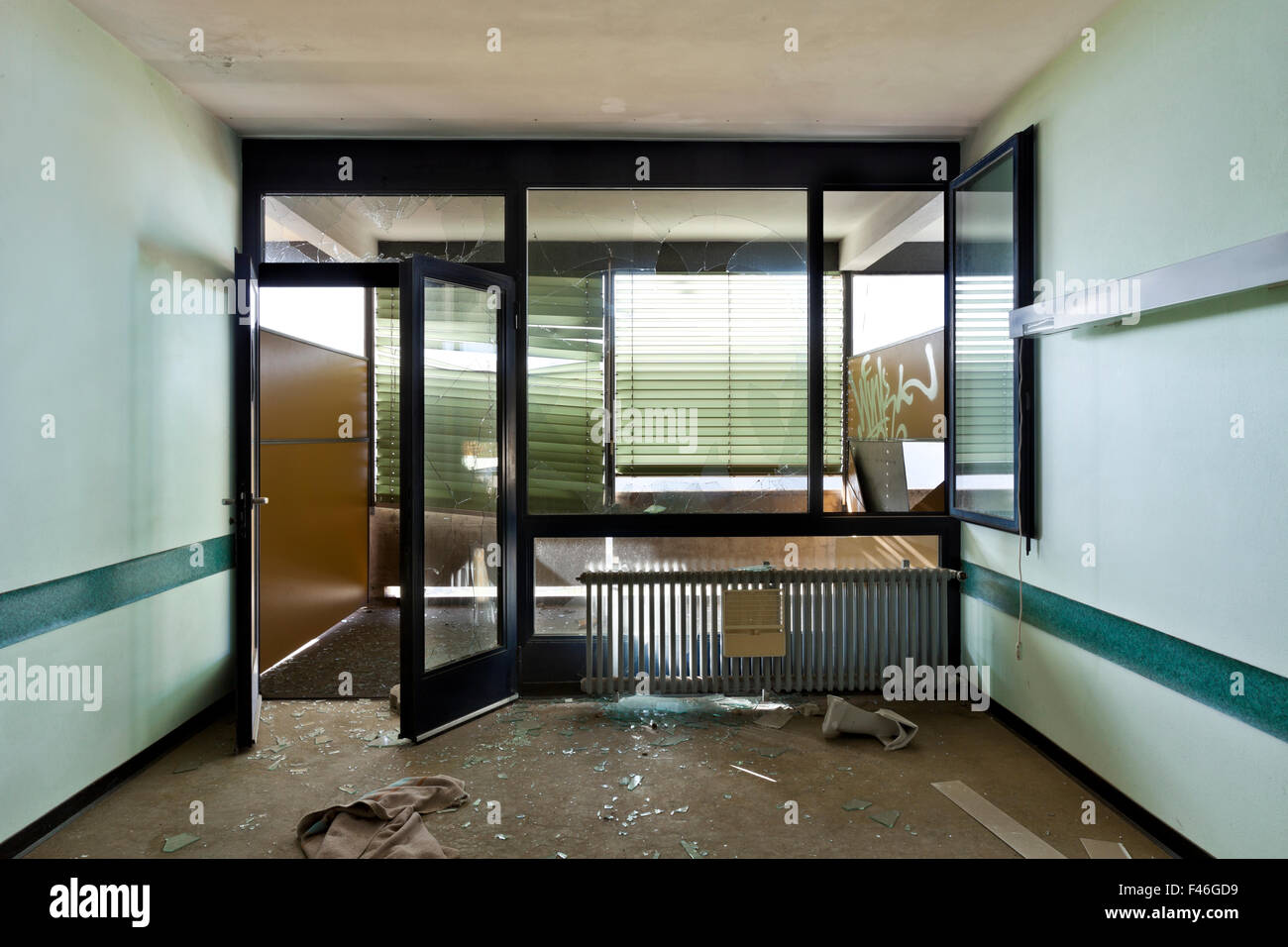 abandoned building, office destroyed Stock Photo