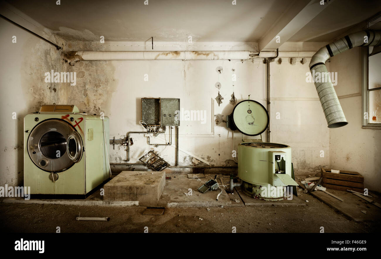 abandoned building,   old laundry Stock Photo