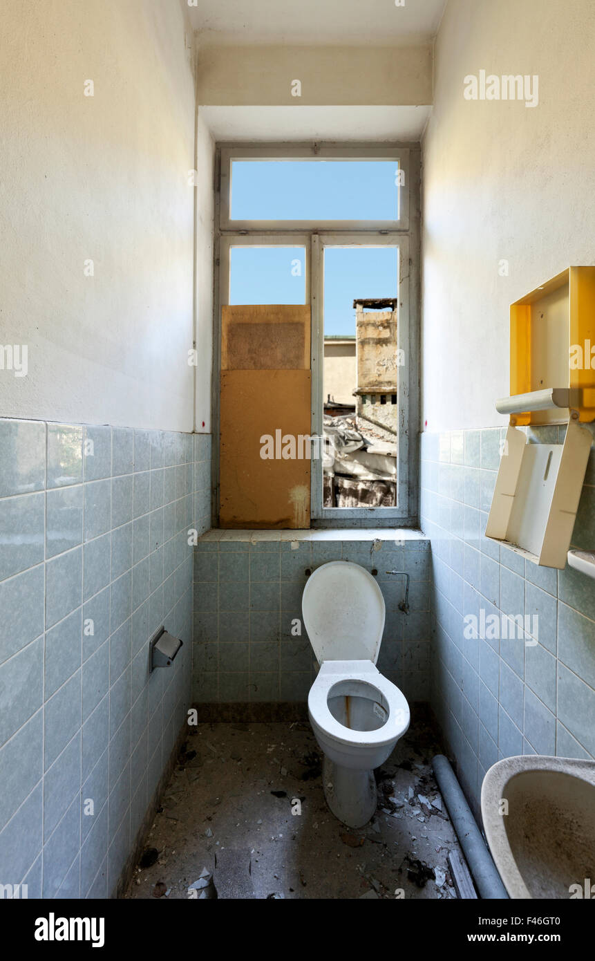 abandoned house, old toilet Stock Photo