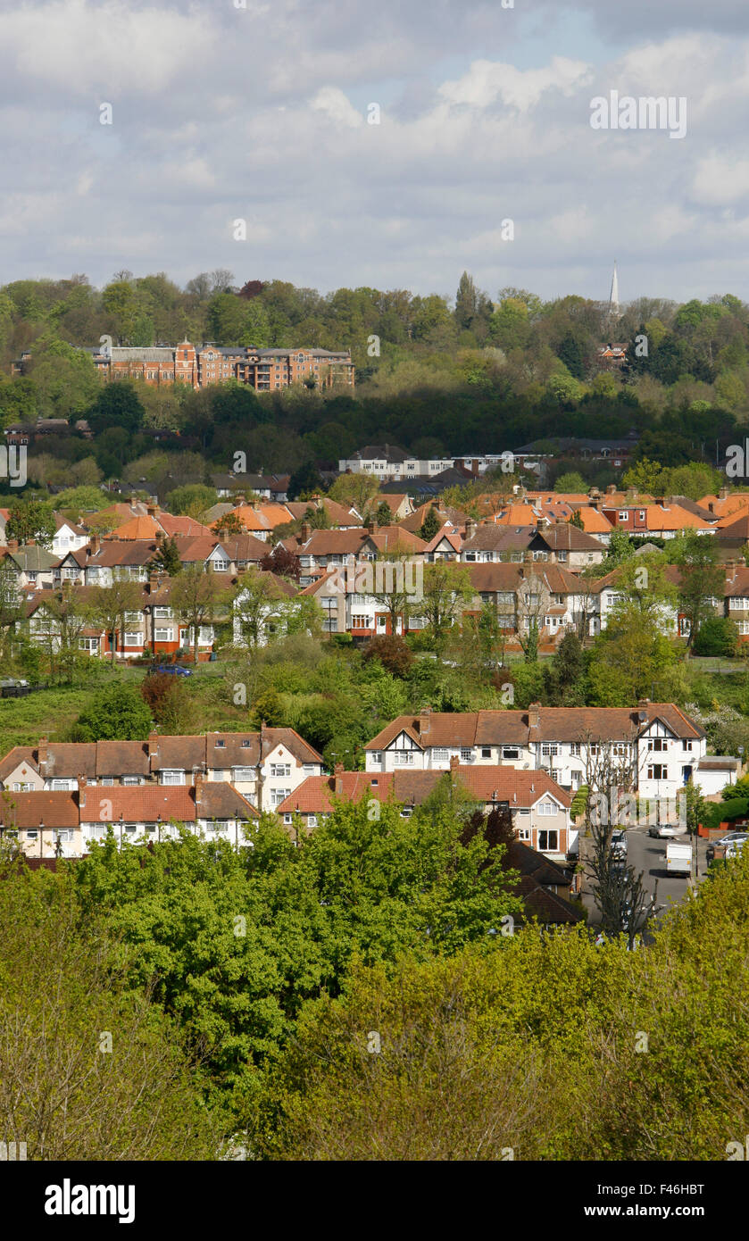 Suburbs of Sudbury Hill and Harrow on the Hill, London, UK Stock Photo