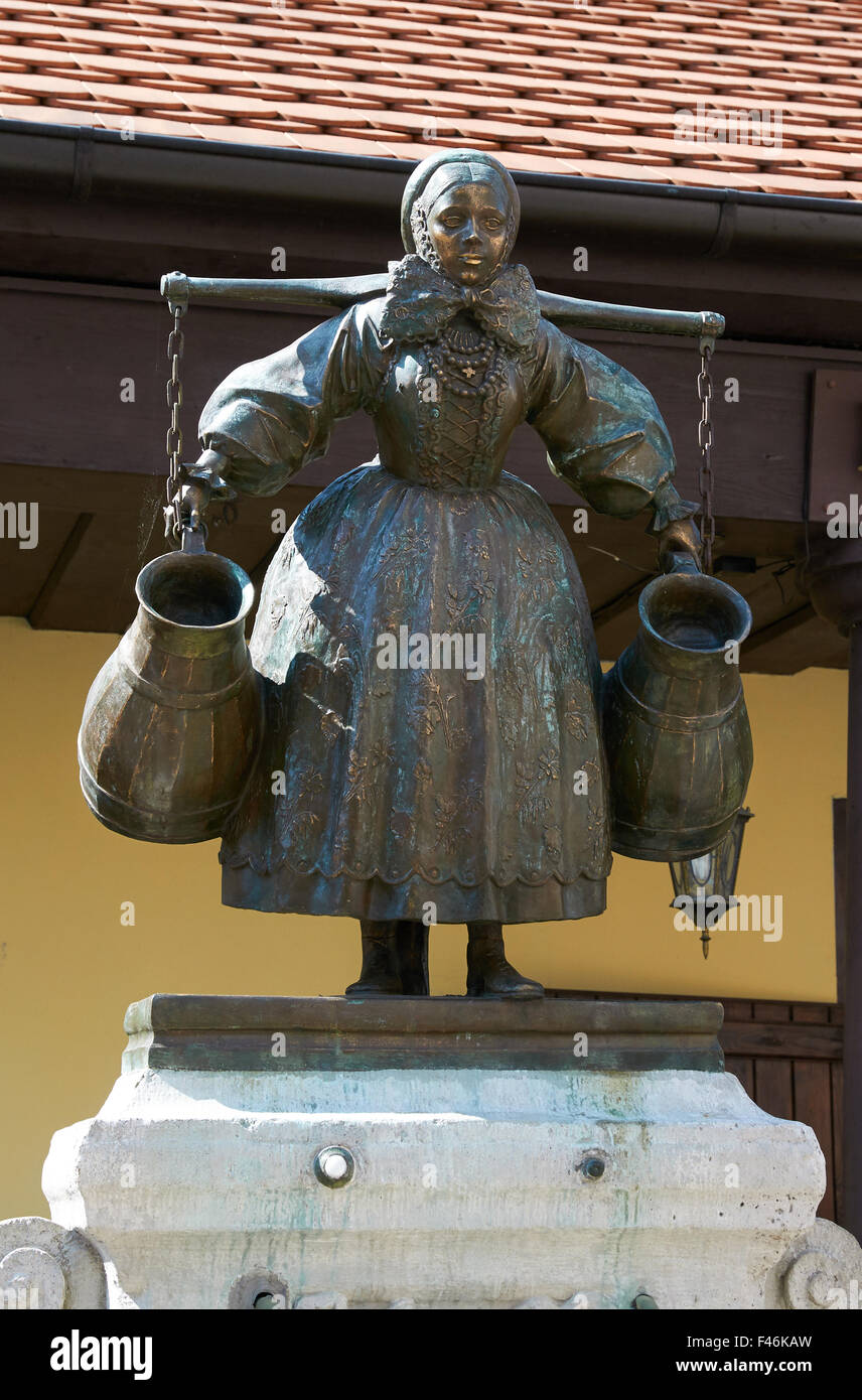 POZNAN, POLAND - AUGUST 20, 2015: Bamberg Woman statue, old Market Square at the city center, Stary Rynek Stock Photo