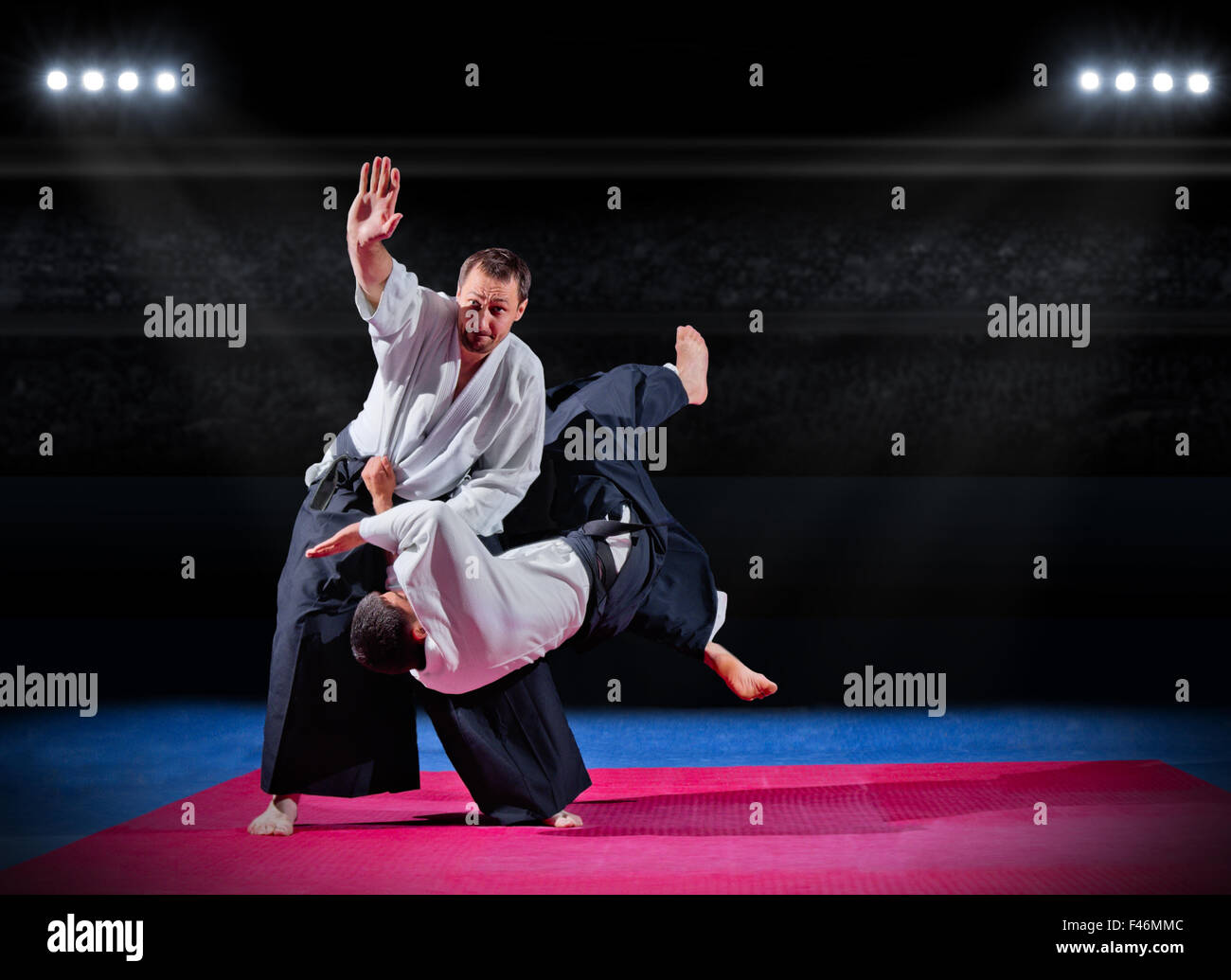 Two martial arts fighters at sports hall Stock Photo Alamy
