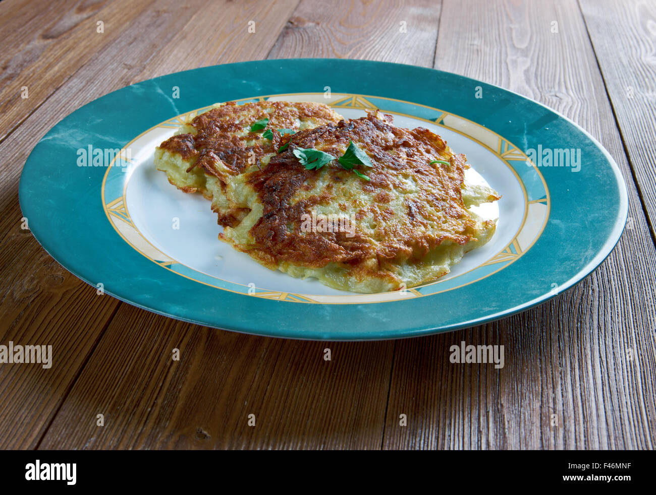 Potato pancake Reibekuchen German traditional cuisine Stock Photo Alamy
