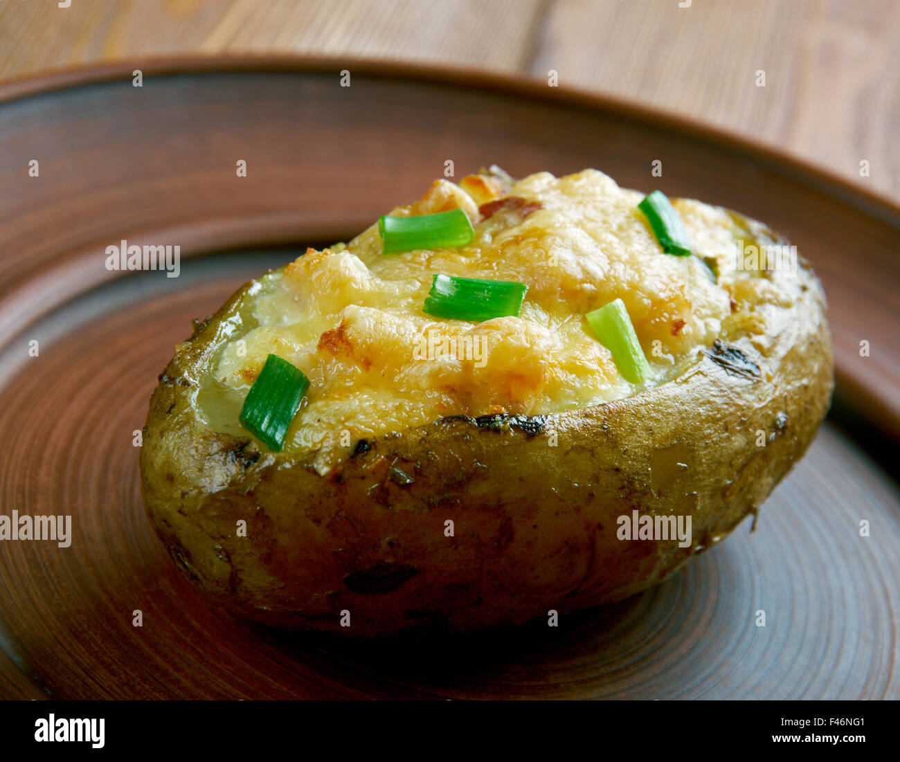 Kumpir -  baked potato with various fillings, is a popular fast food in Turkey Stock Photo