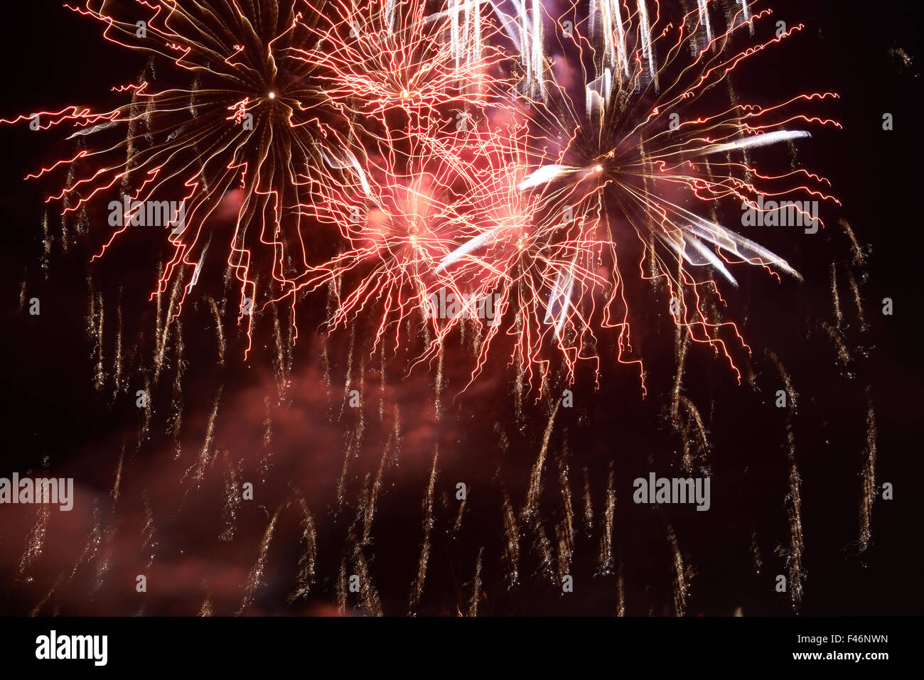 Red Rope Firework Red colorful fireworks Stock Photo - Alamy