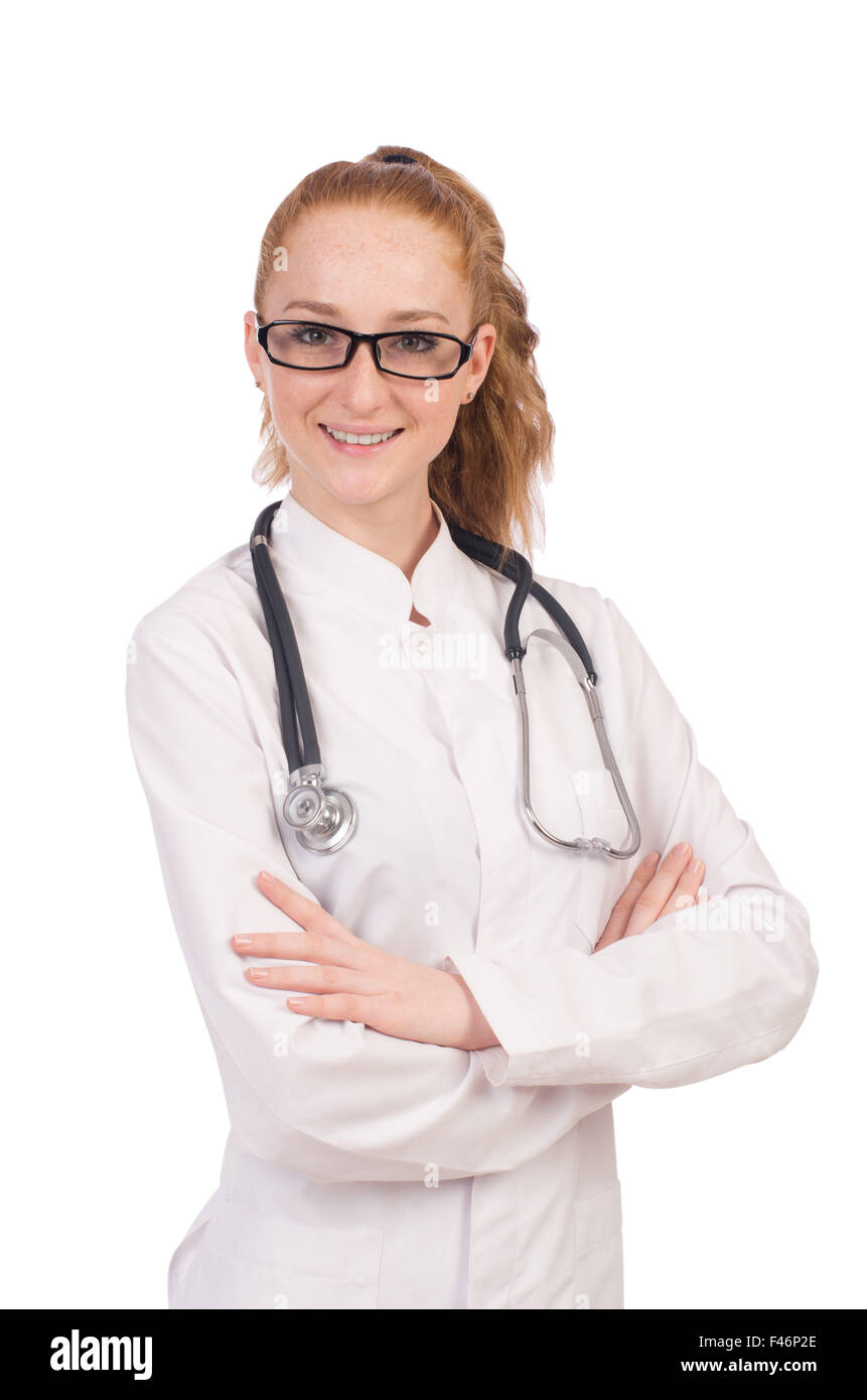 Young woman doctor isolated on white Stock Photo - Alamy