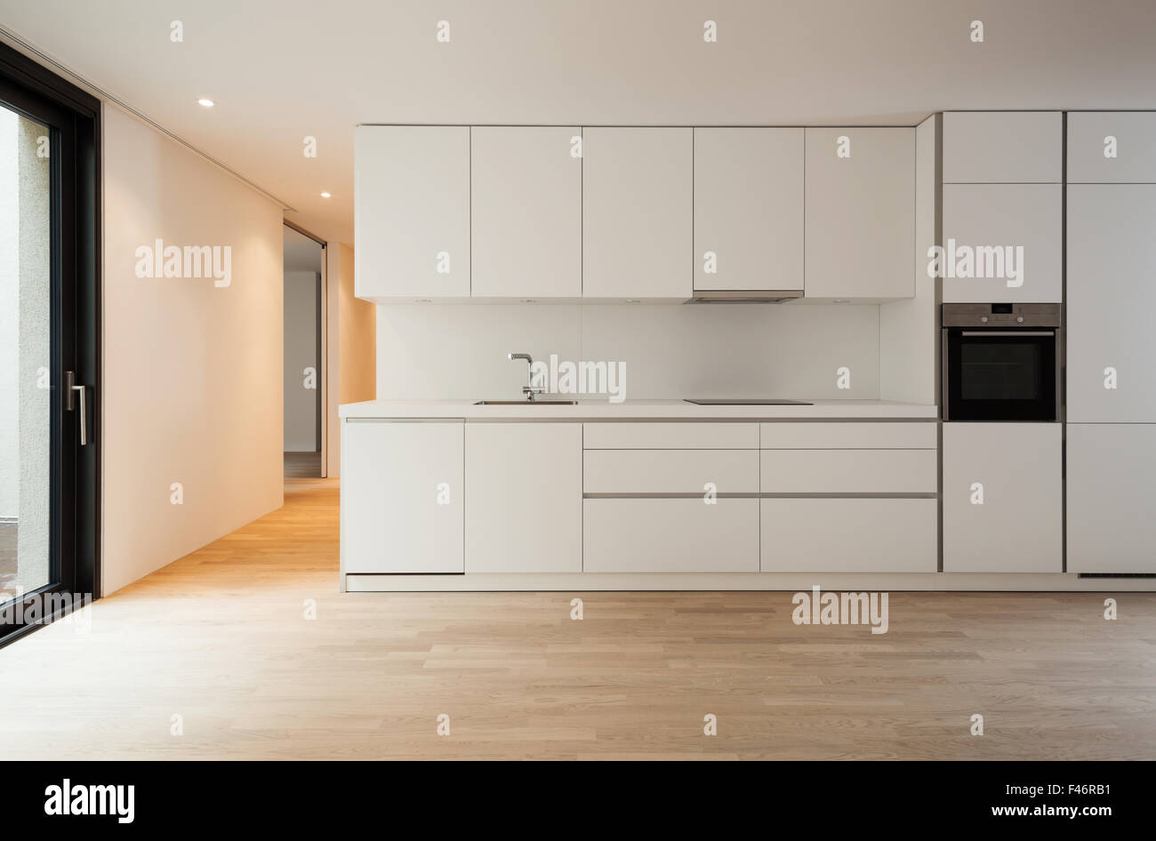 interior new house, modern white kitchen Stock Photo - Alamy