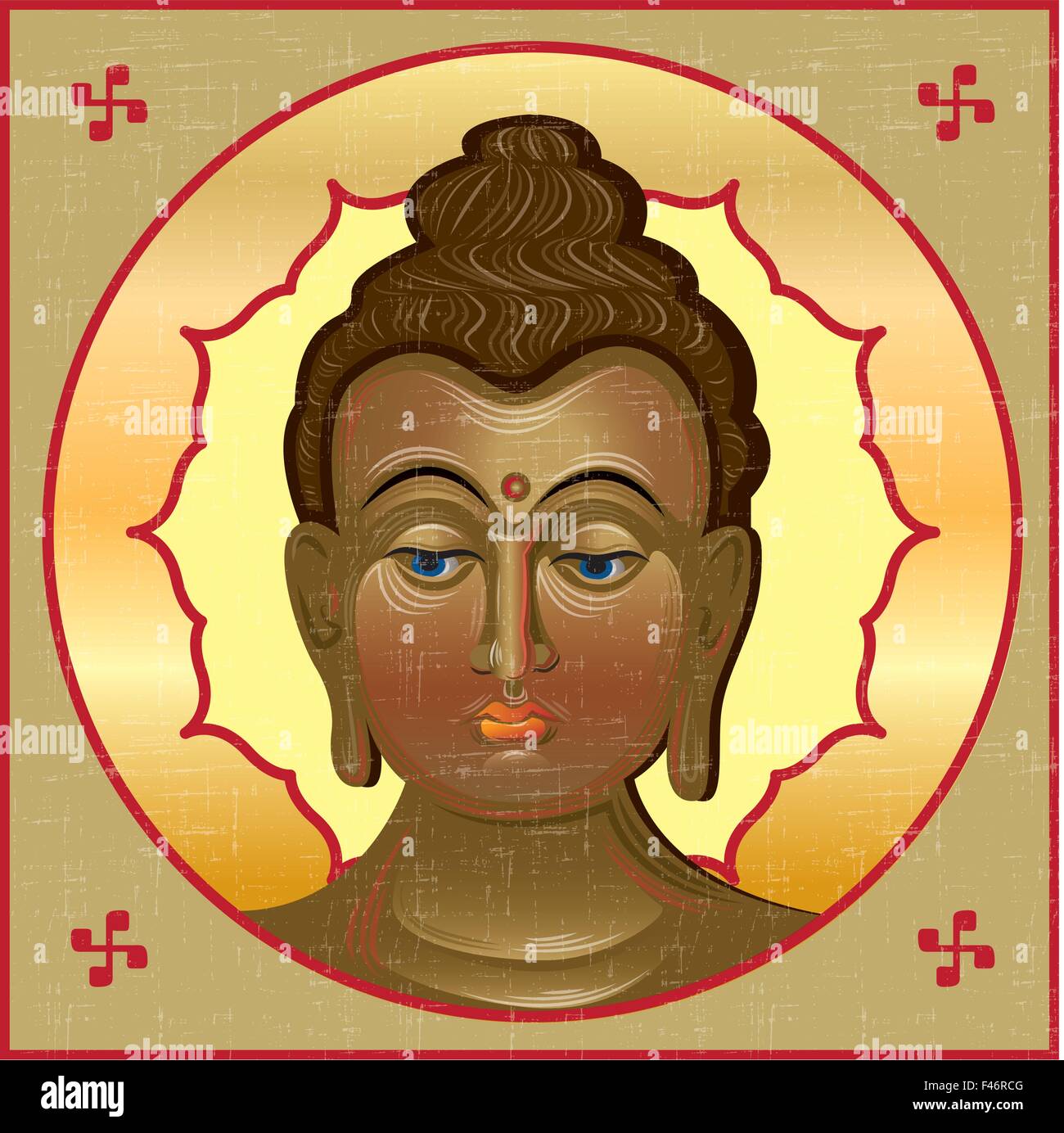 Icon of Buddha in the Byzantine style.Vector  illustration. Stock Vector