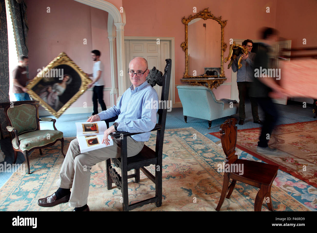 James O'Halloran of Adam's Fine Art auction House overseeing The Country Collections sale at Slane Castle Stock Photo