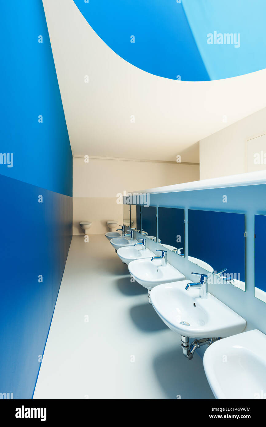 new architecture, blue public bathroom Stock Photo