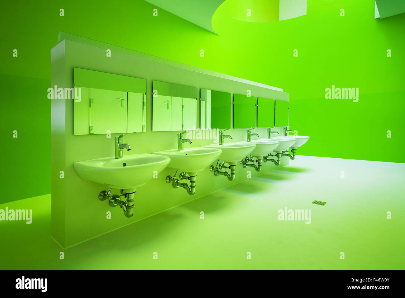 new architecture, green public bathroom Stock Photo Alamy