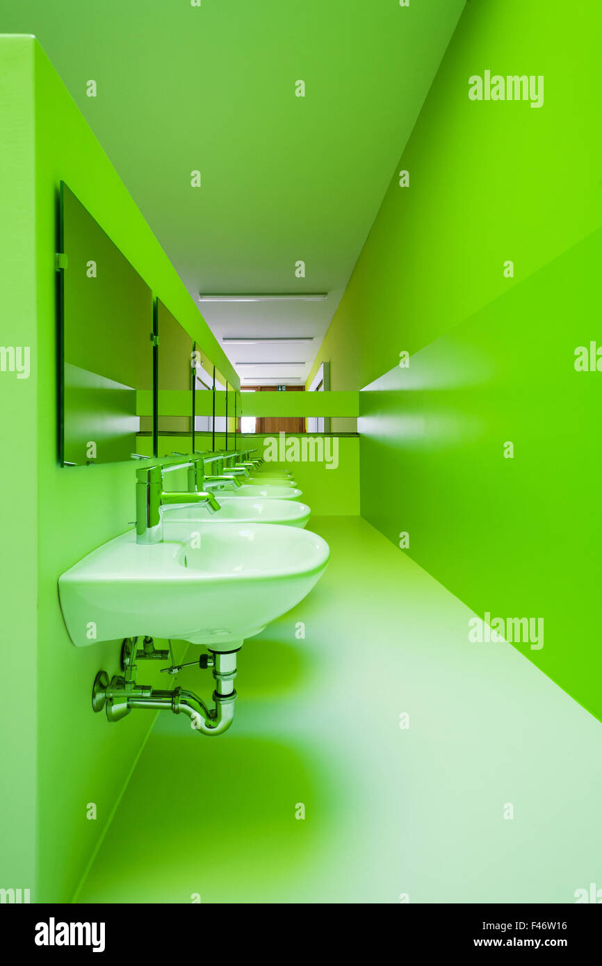 new architecture, green public bathroom Stock Photo