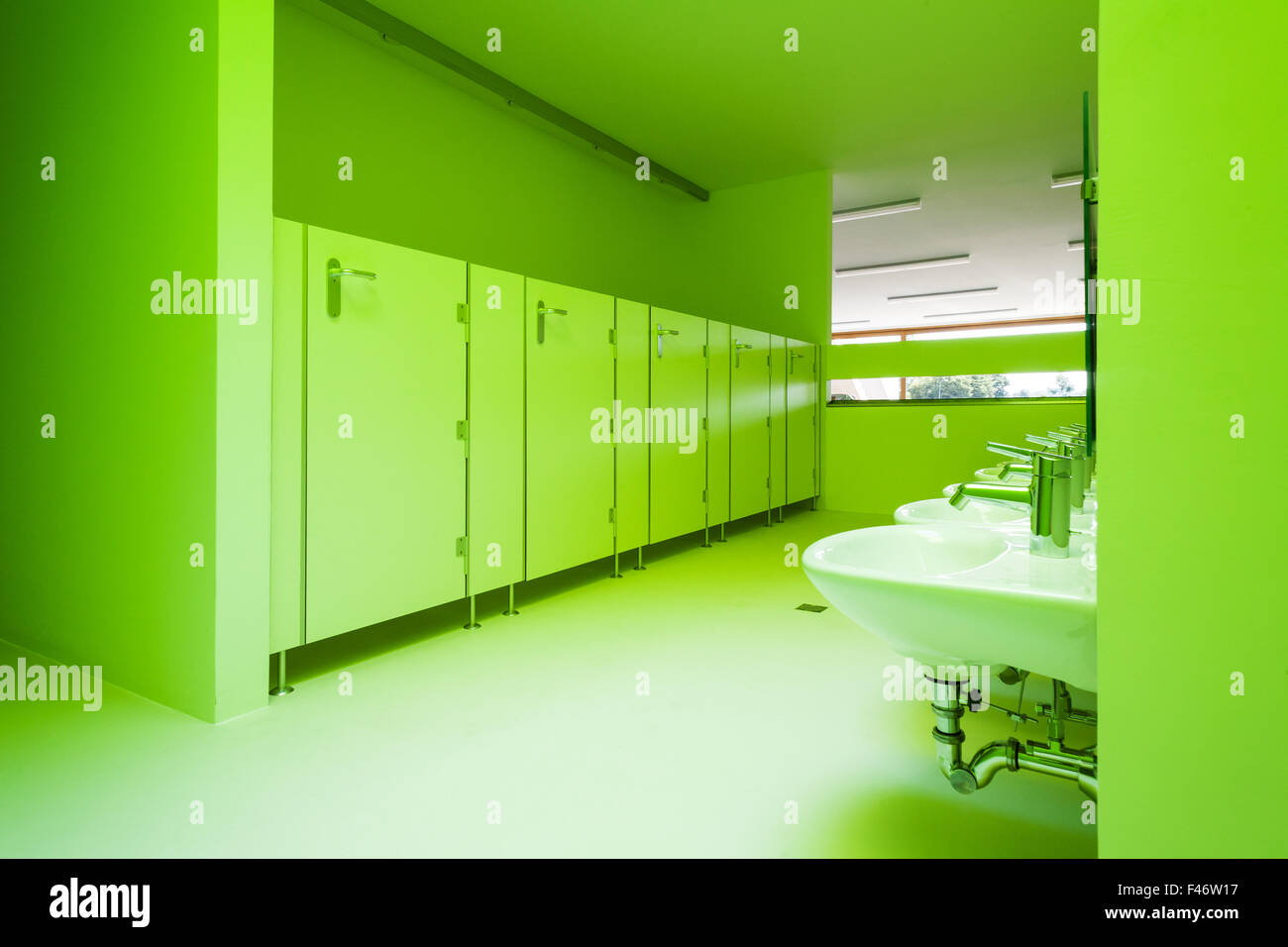 new architecture, green public bathroom Stock Photo Alamy
