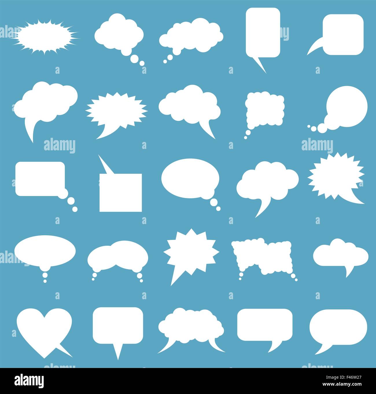 Twenty five blank empty white speech bubbles. Vector illustration Stock ...