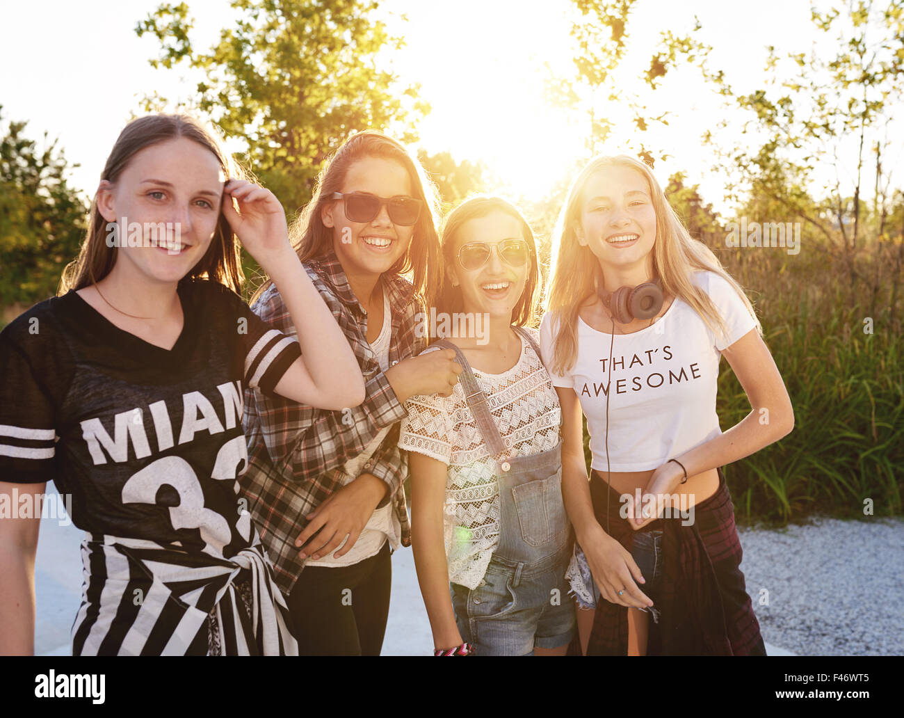 Teenage girls hanging out on a summer day, europe Stock Photo