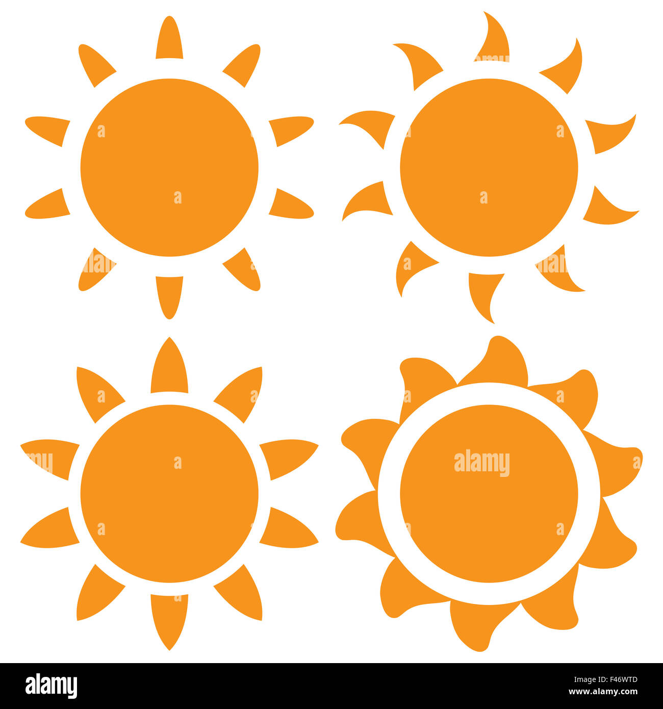 set of vector orange sun Stock Photo - Alamy