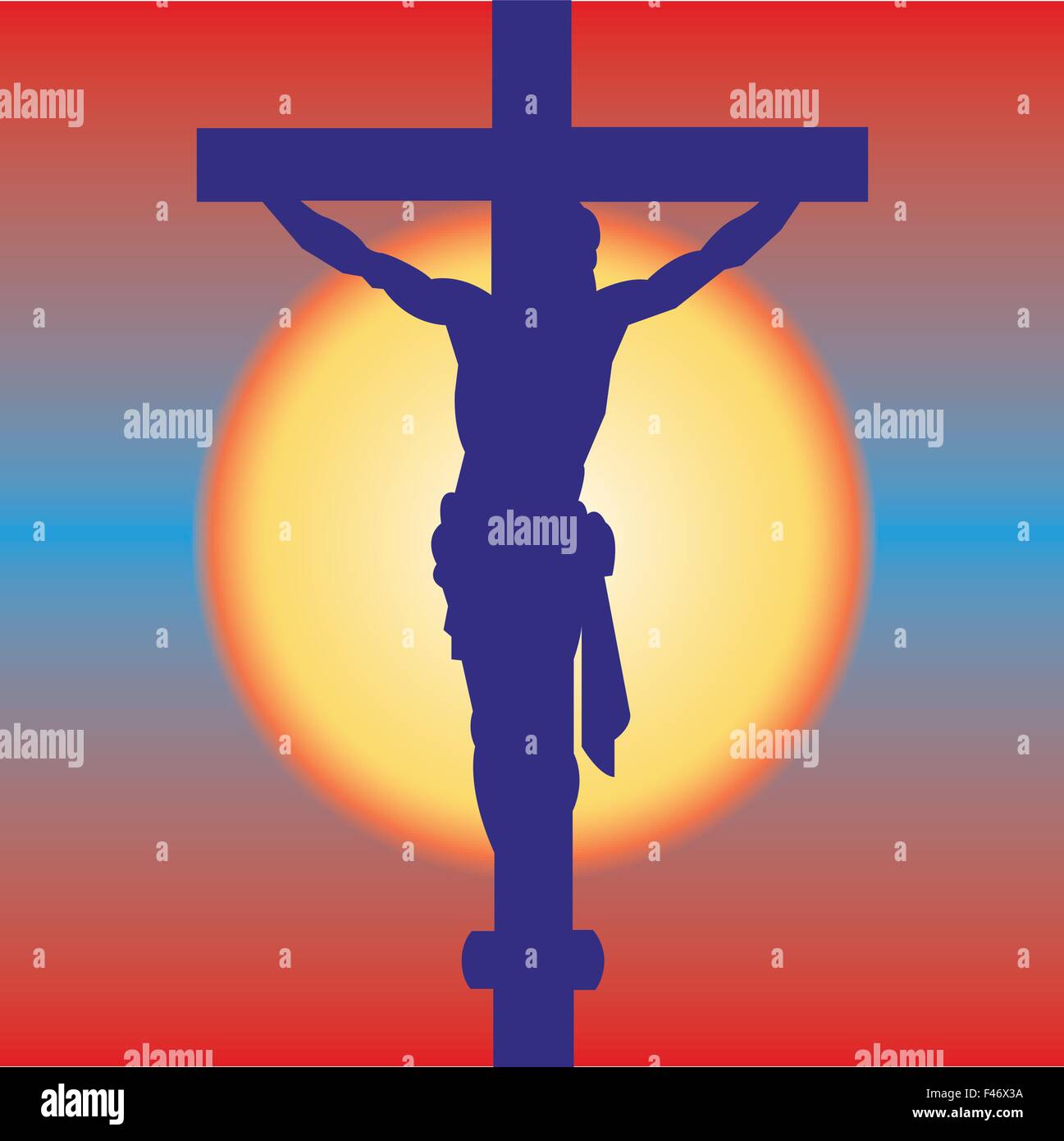 Jesus Christ Crucifiction Silhouette. Vector illustration Stock Vector