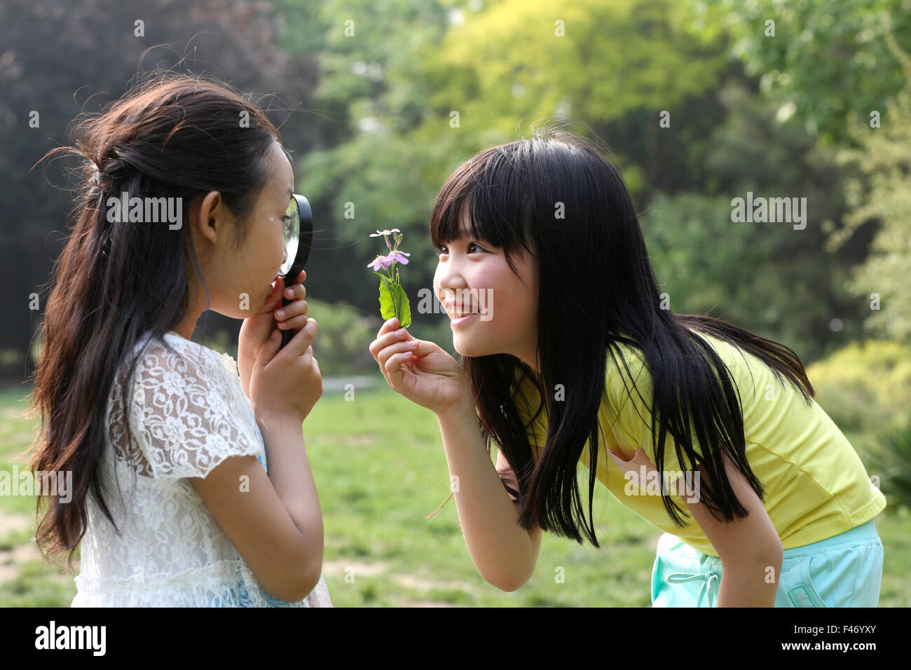 Two girls side by side serious hi-res stock photography and images - Alamy