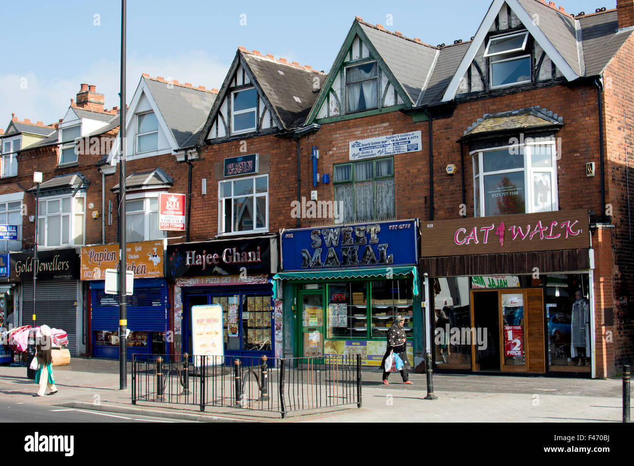 Shops in Stratford Road, Sparkhill, Birmingham, West Midlands, UK Stock Photo