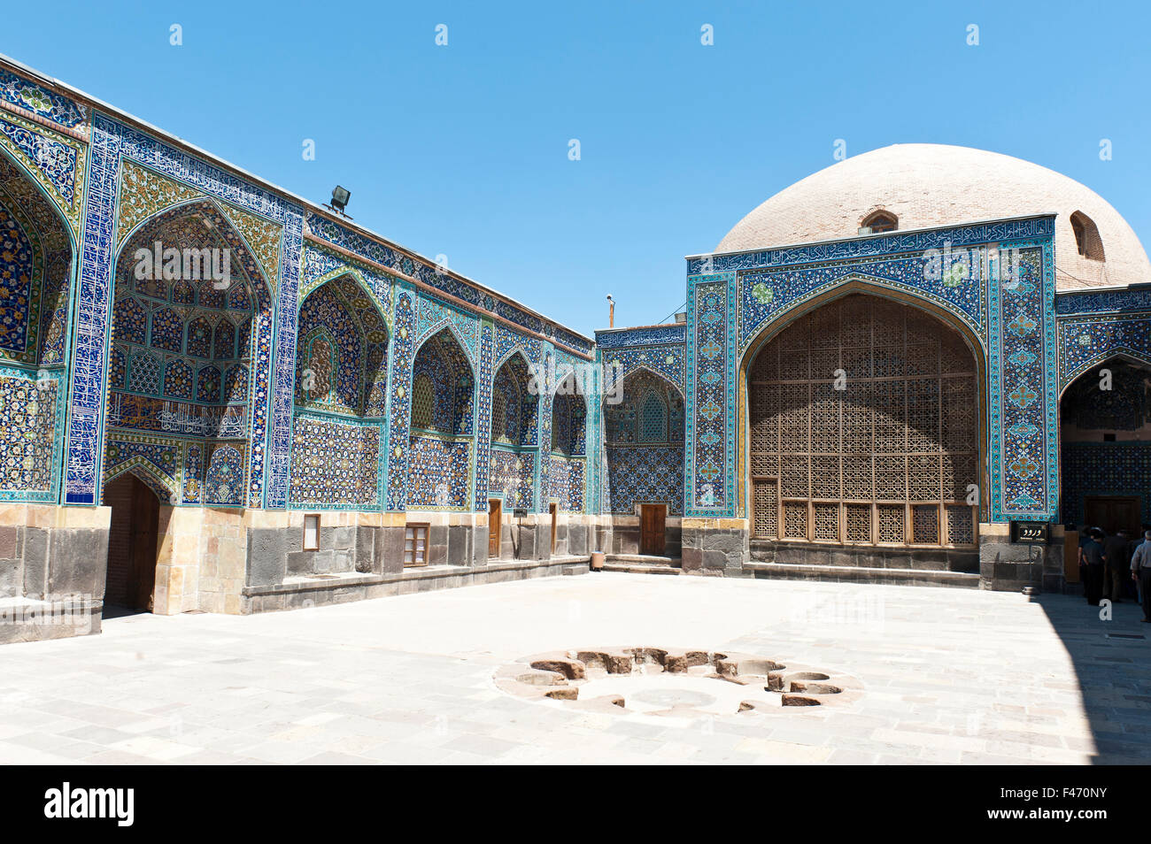 Inner courtyard with prayer hall, Safi-ad-Din Ardabili Mausoleum, Ardabil, Iran Stock Photo