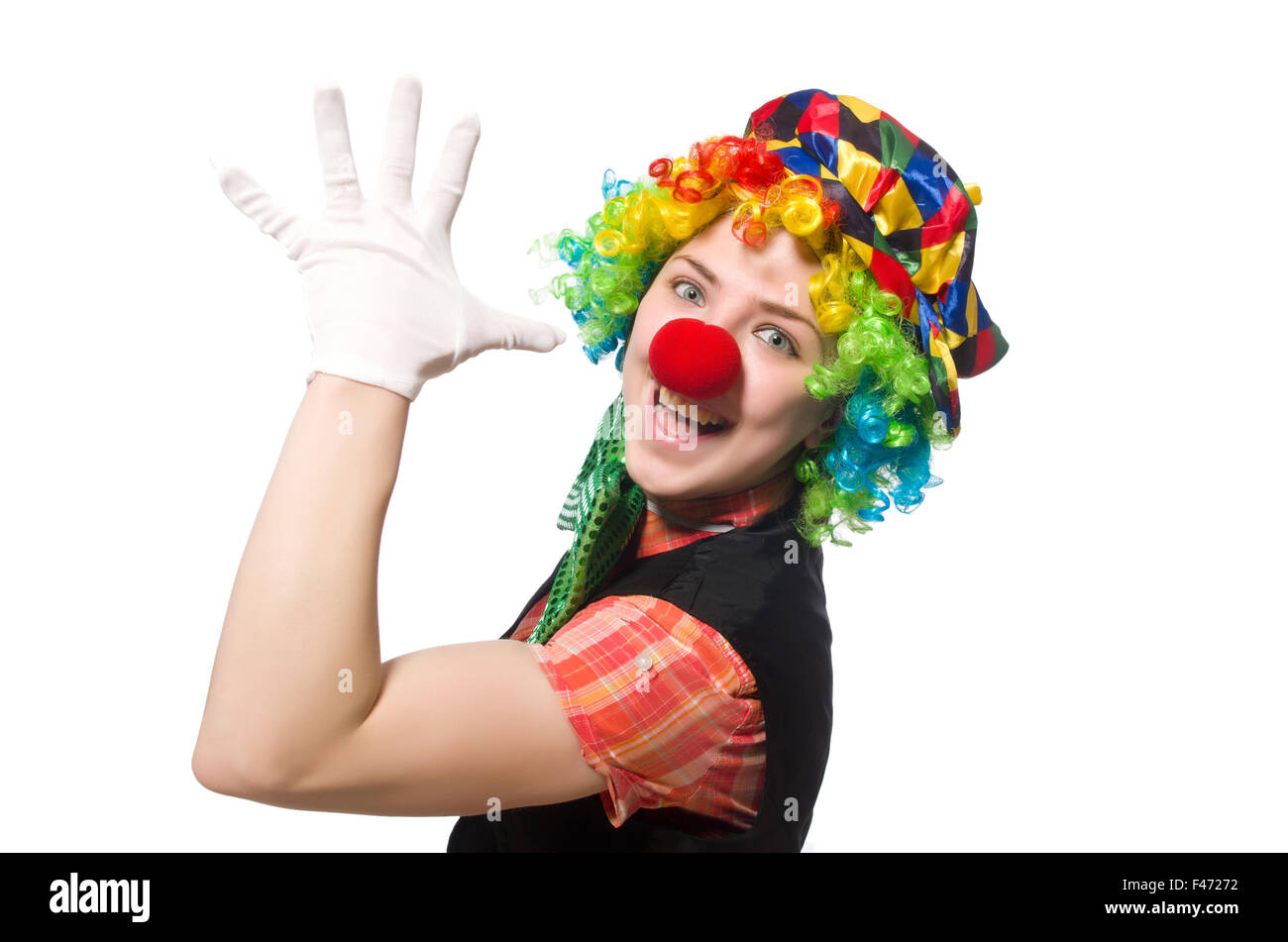 Female clown isolated on white Stock Photo - Alamy