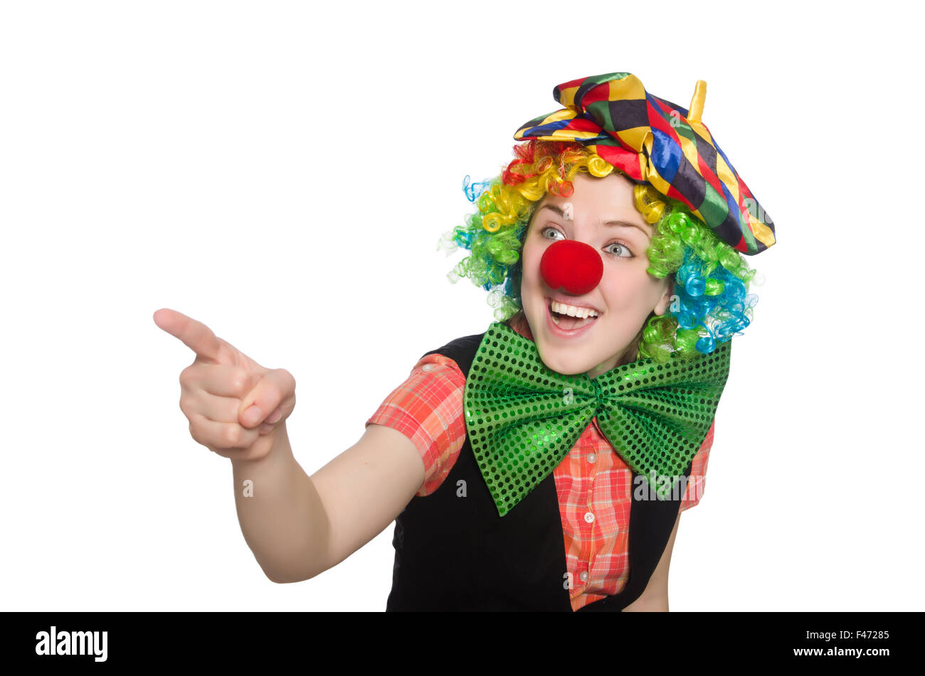 Female clown isolated on white Stock Photo - Alamy