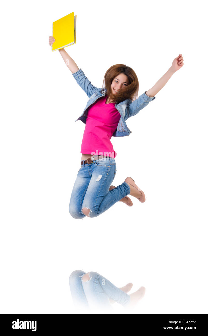 Student girl with books isolated on white Stock Photo - Alamy