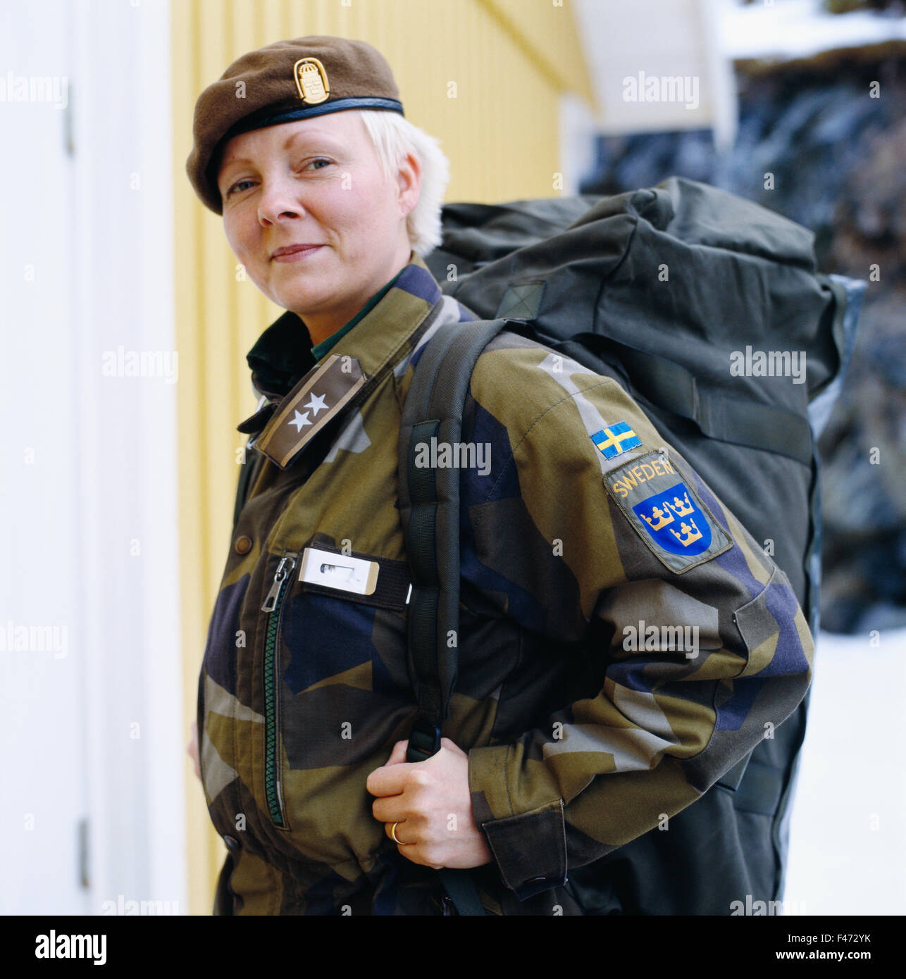 A female UN soldier, Sweden. Stock Photo