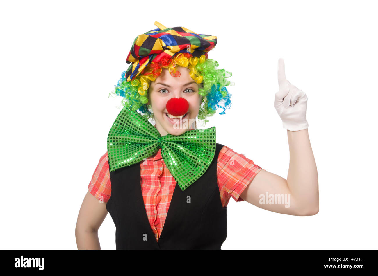Female clown isolated on white Stock Photo - Alamy