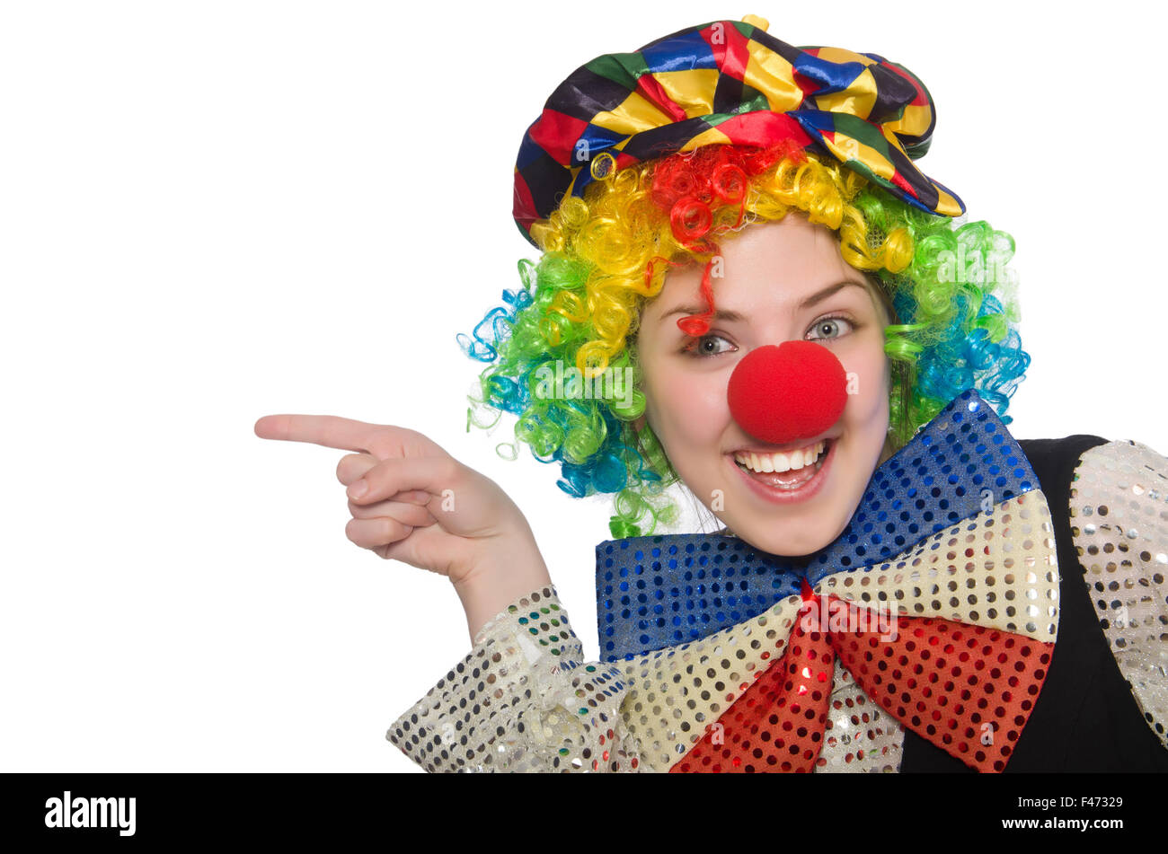 Female clown isolated on white Stock Photo - Alamy