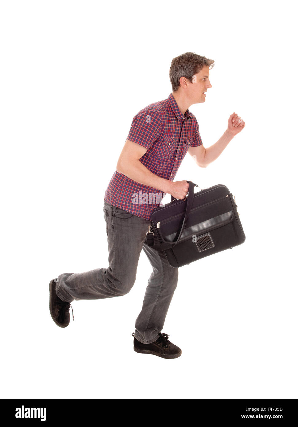 Man running with briefcase Stock Photo Alamy