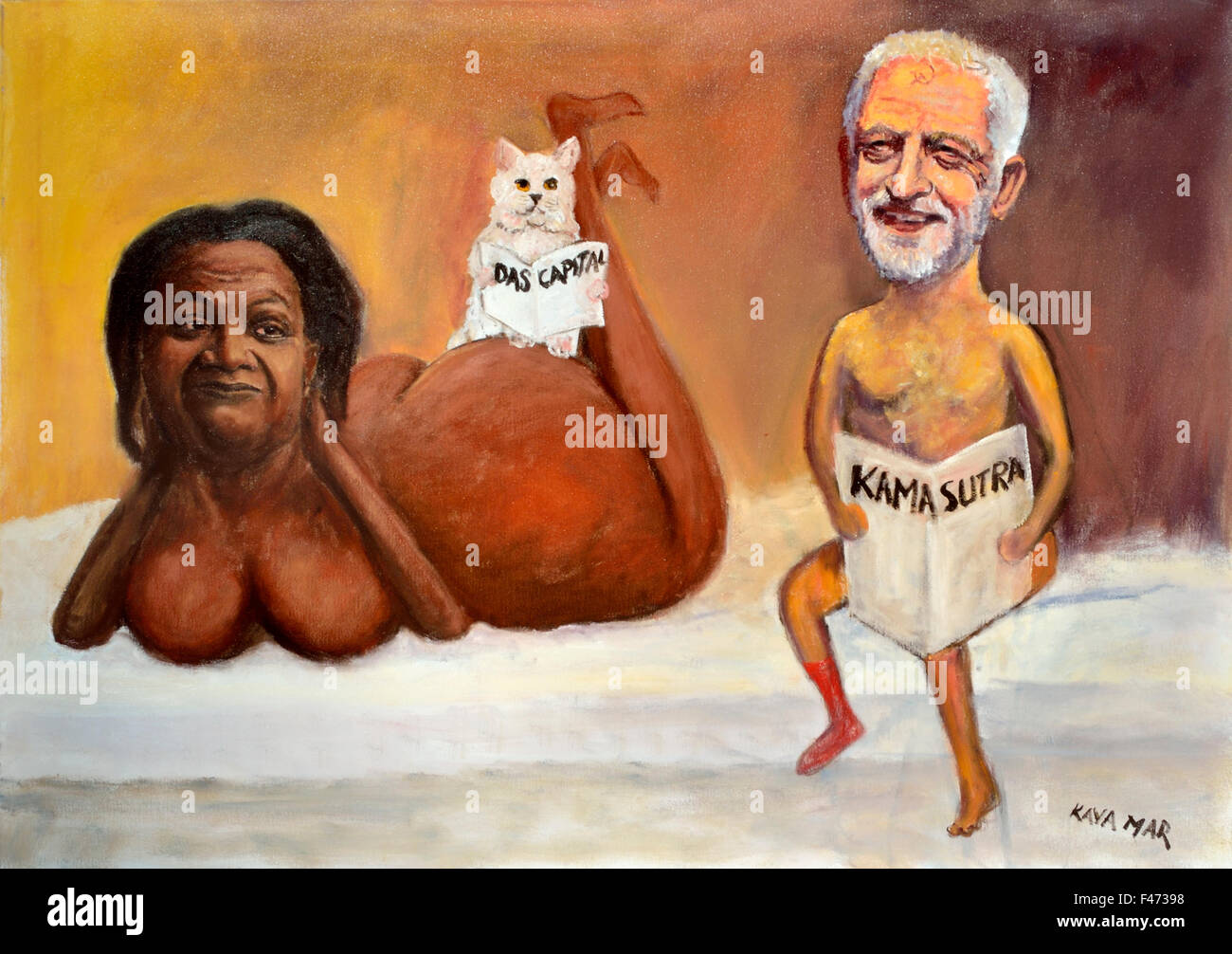 Satirical painting of Jeremy Corbyn and Diane Abbott by Kaya Mar (KayaMarArt.com: 2015) Stock Photo