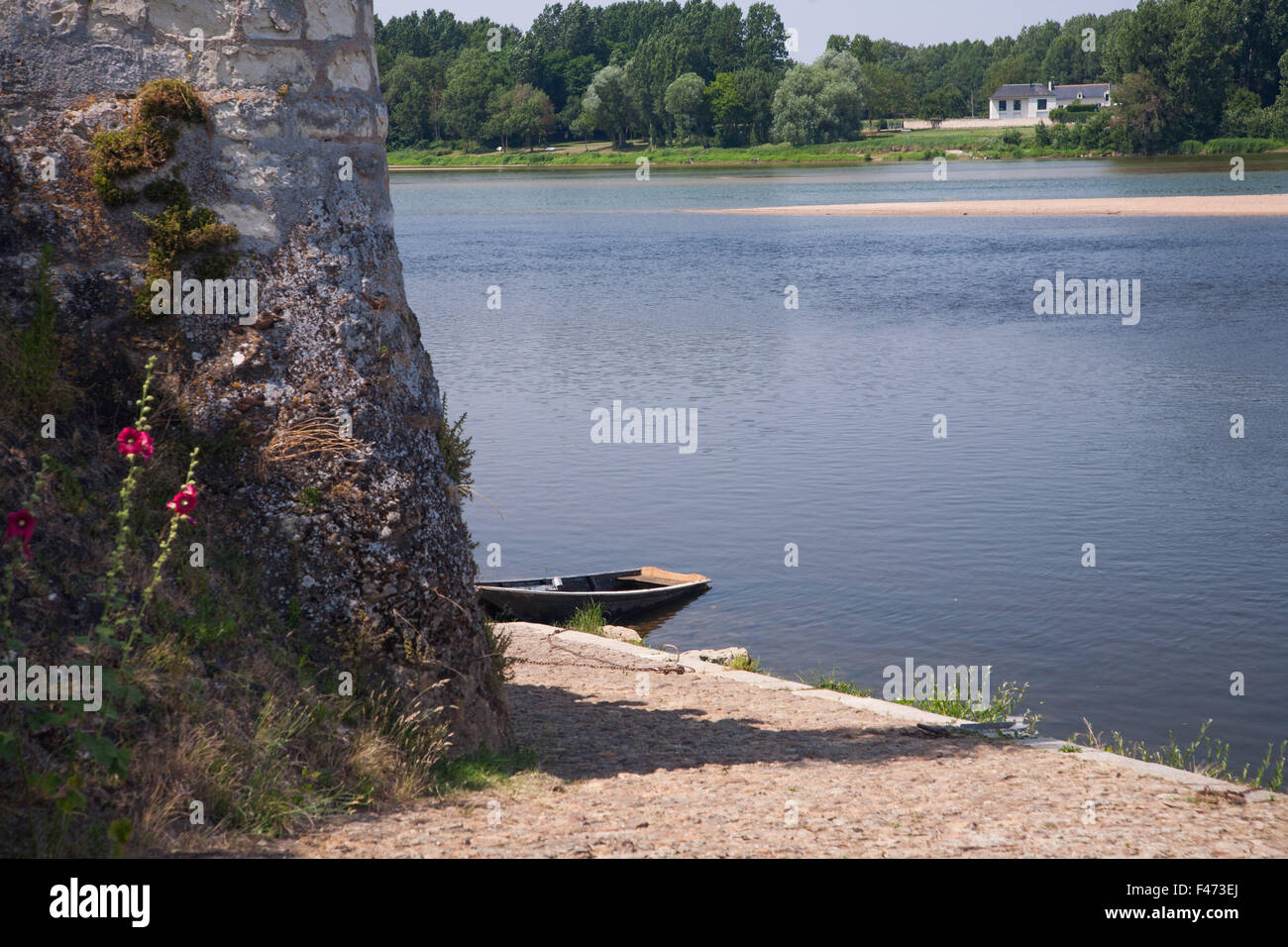 Confluence of the rivers Loire and Vienne at Candes St Martin, France Stock Photo