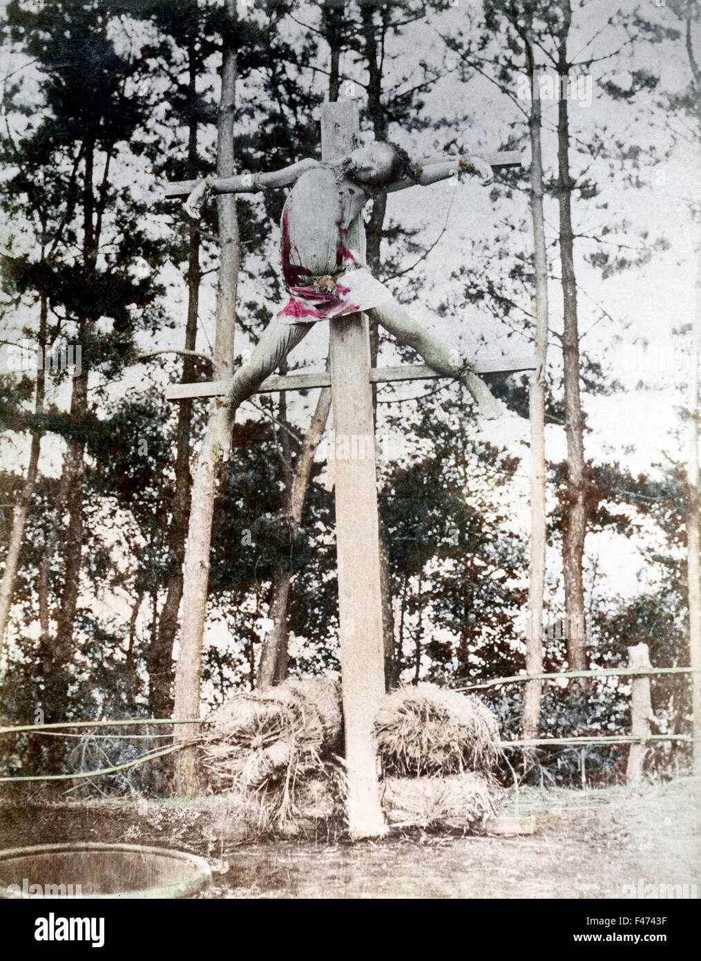 Execution, crucifixion, Japan Stock Photo