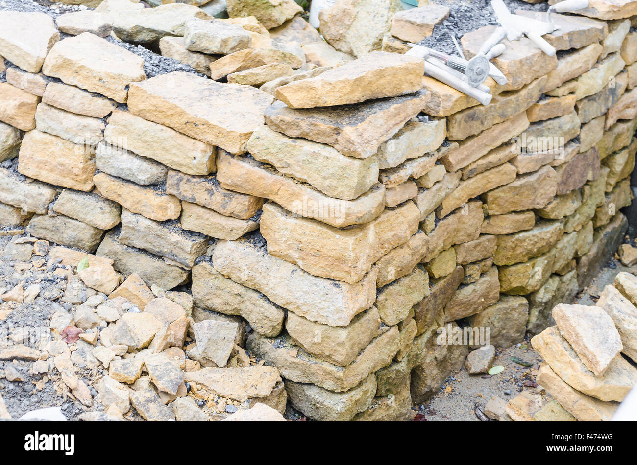 Stone wall, drywall, sandstone Stock Photo