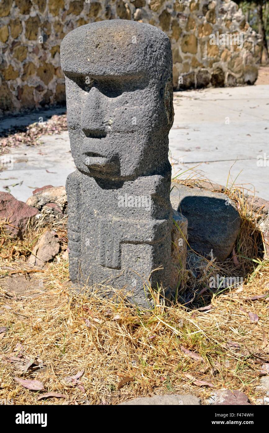Stone figure, archaeological site Xochitecatl, Nativitas in Tlaxcala, state of Tlaxcala, Mexico Stock Photo