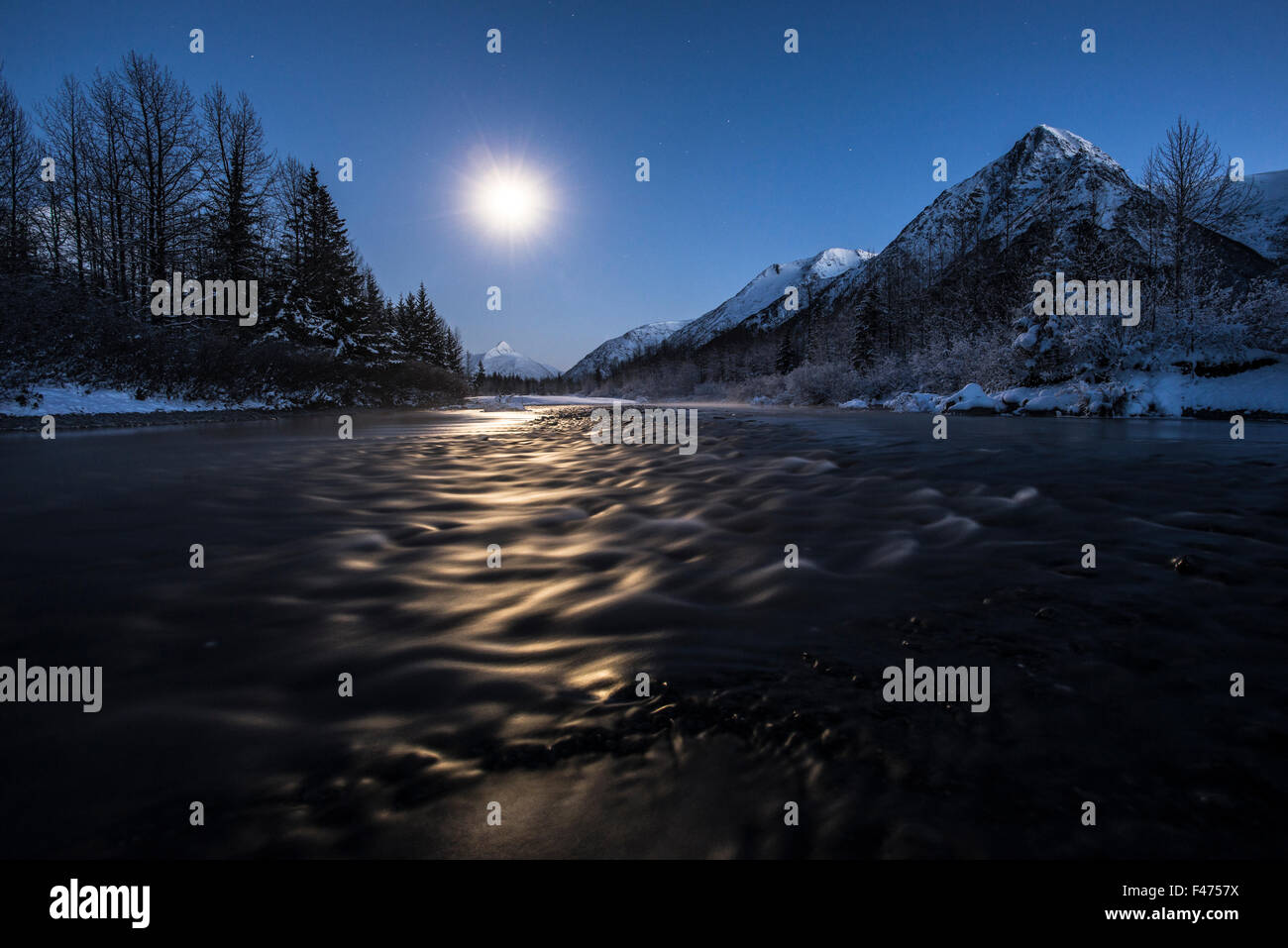 Full Moon Over River High Resolution Stock Photography And Images Alamy
