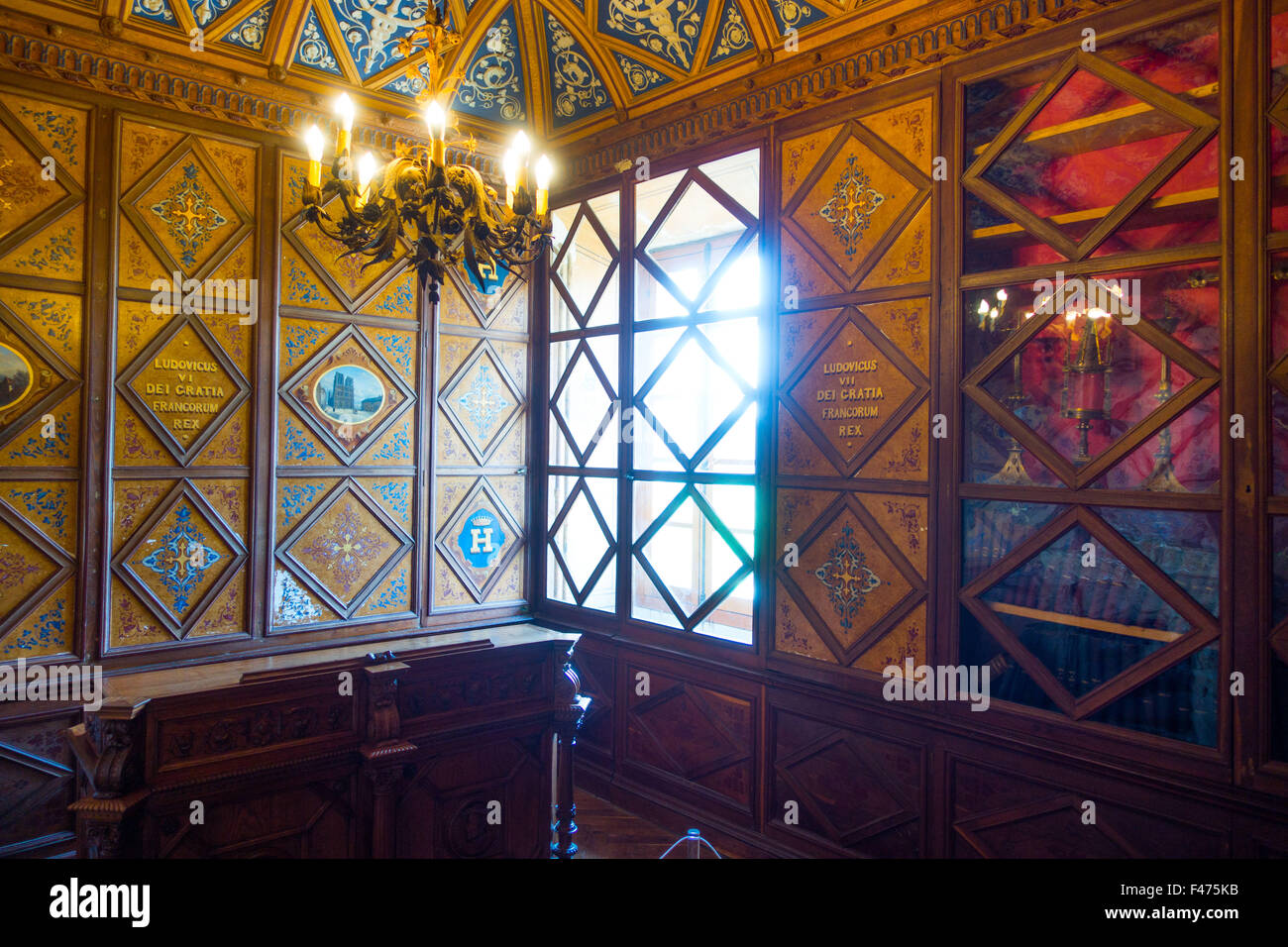 A panelled room in the Chateau at Chaumont in the Loire Valley, France Stock Photo