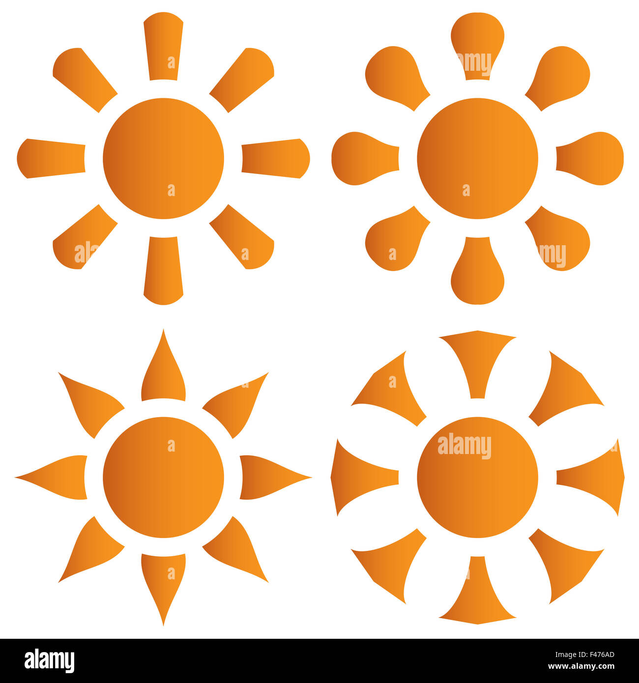 Vector set of orange sun Stock Photo - Alamy