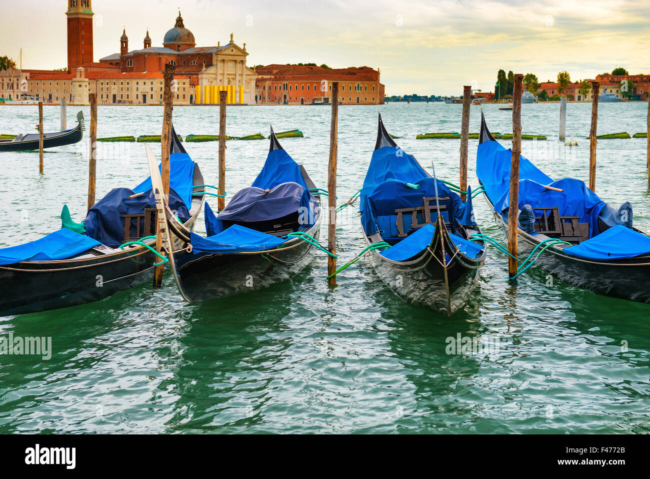 Gondolas at sunset Stock Photo - Alamy