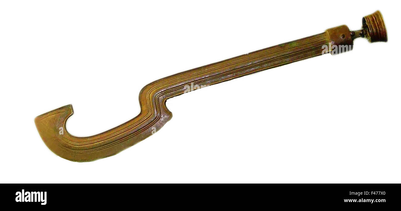 5791. "SICKLE SWORD", CNAANITE PERIOD, C. 11-10TH. C. B.C. THE SPECIALY SHAPED SWORD WAS DESIGNED TO PROVIDE MORE CUTTING POWER Stock Photo