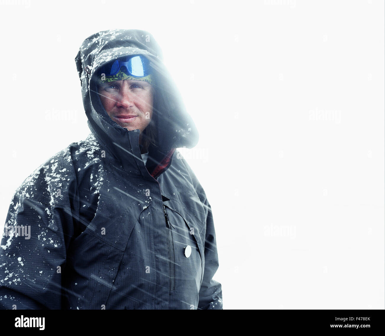 A man in bad weather, Lapland, Sweden Stock Photo Alamy