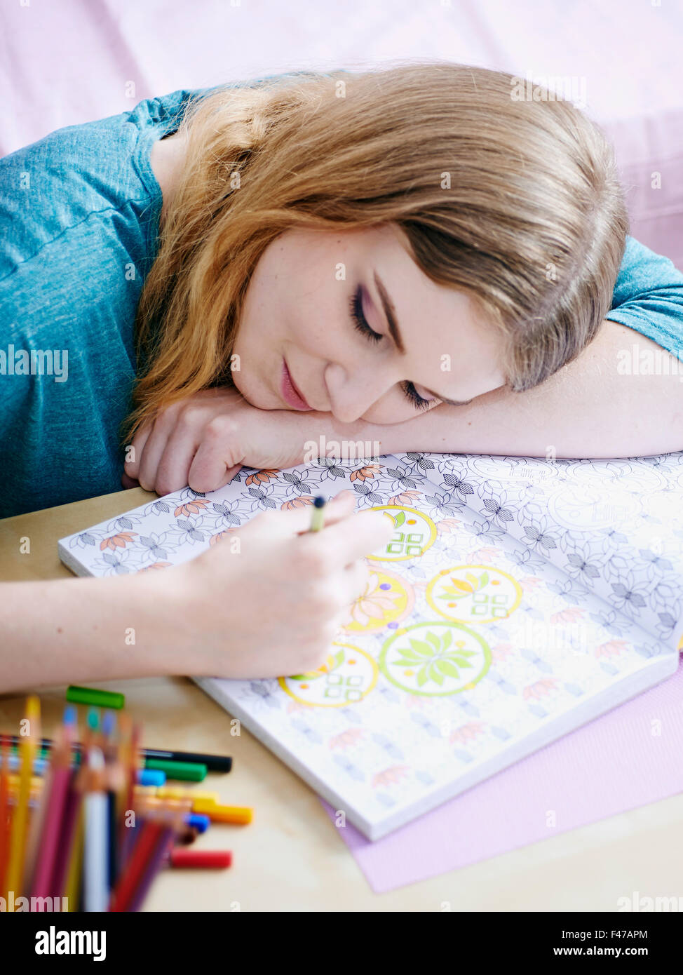 WOMAN COLORING Stock Photo