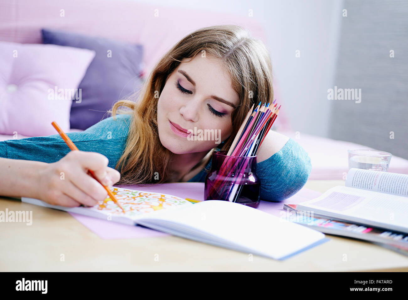 WOMAN COLORING Stock Photo