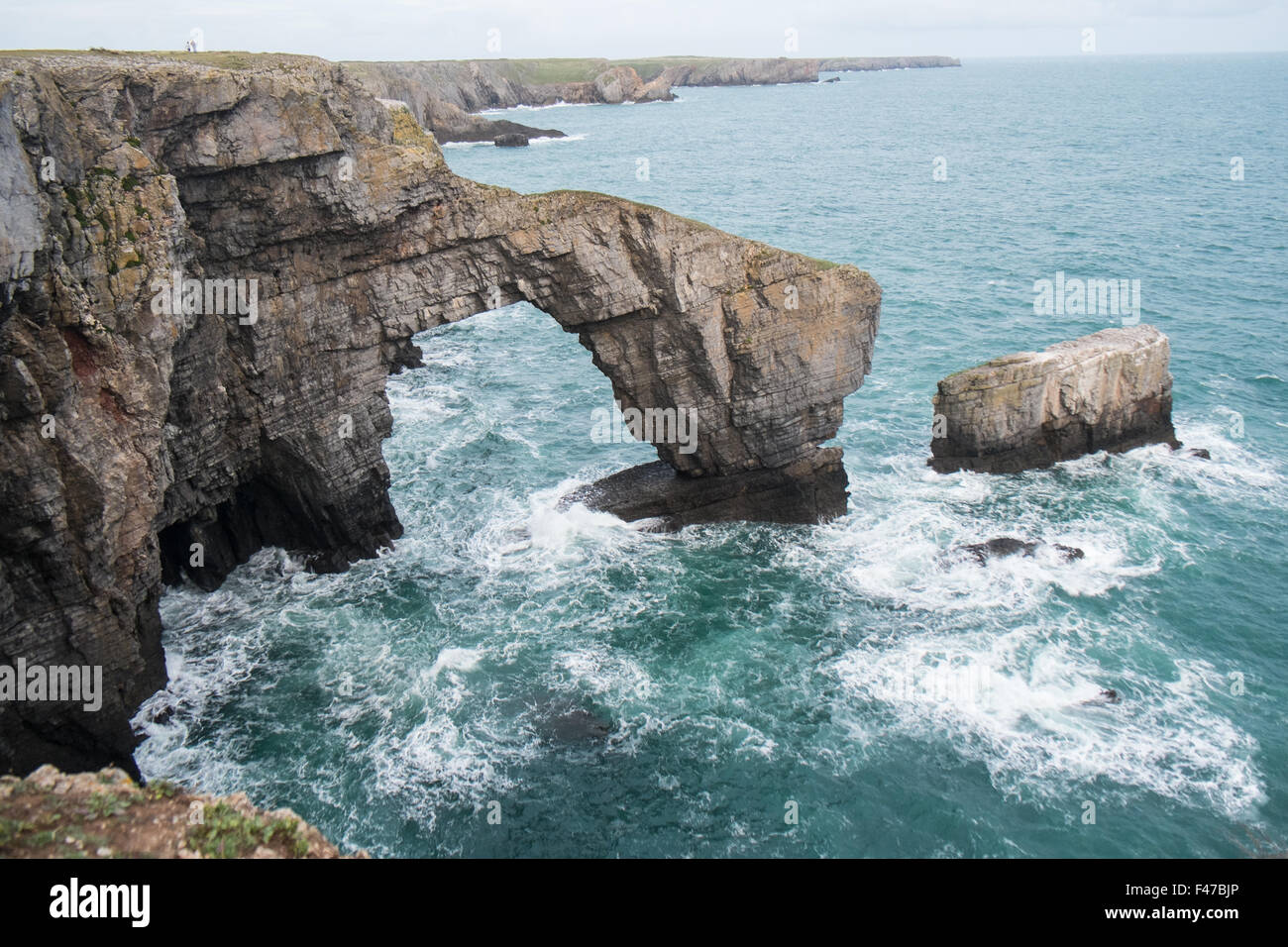 The Green Bridge of Wales, a natural arch formed by sea erosion in