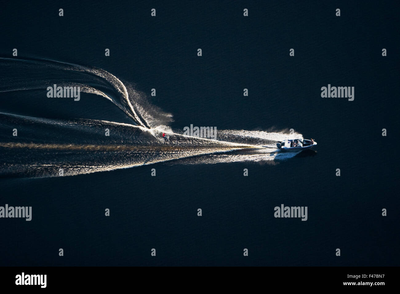 Aerial view of a motorboat on the sea, Sweden Stock Photo - Alamy
