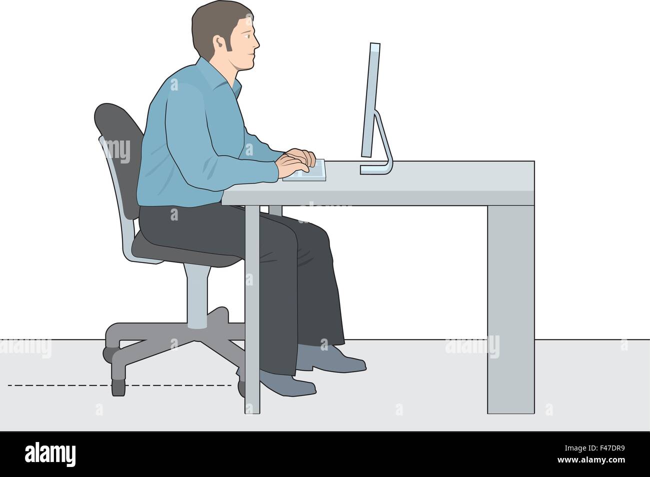 A vector of a Man working at a computer Stock Vector