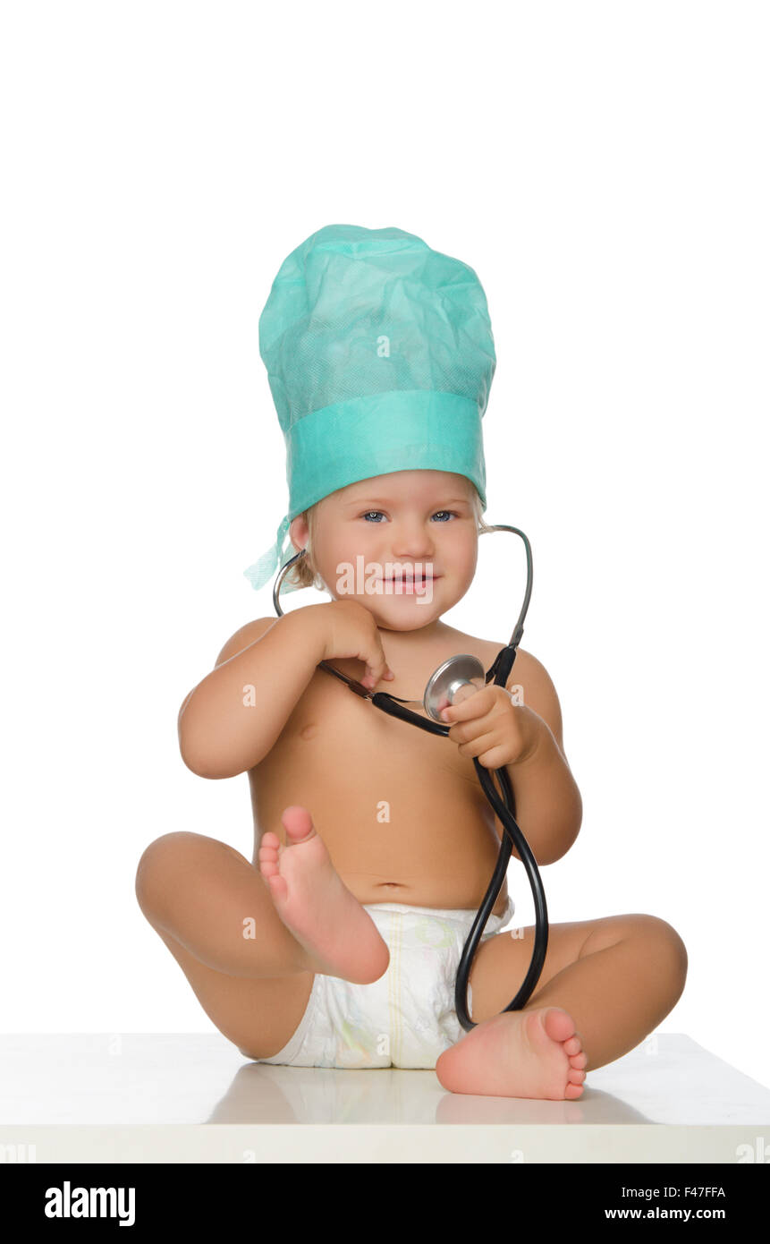 smiling child with stethoscope Stock Photo Alamy