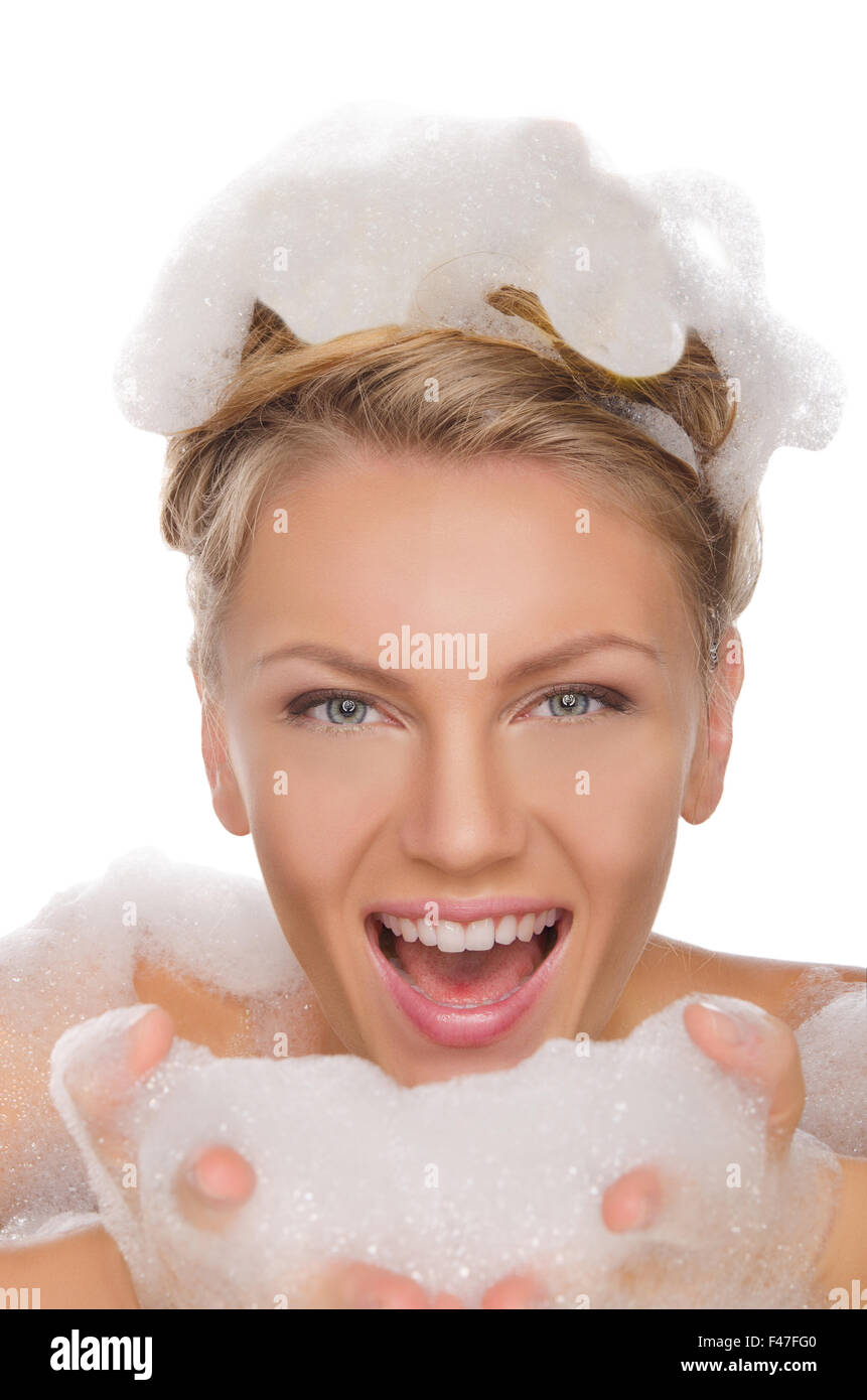 Beautiful woman in soap hi-res stock photography and images - Alamy
